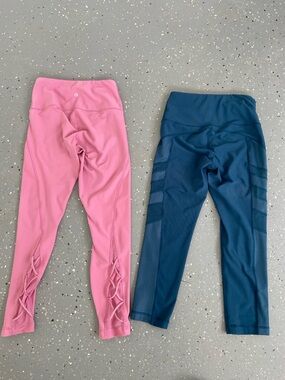 Womans Pink and Teal Active Set of 2 Leggings  90 Degrees By Reflex